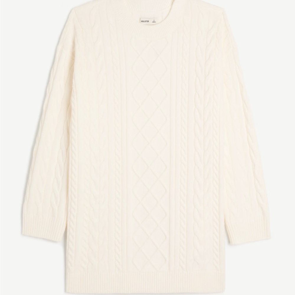 Hollister Cable Knit Sweater Dress Creamy White NWT